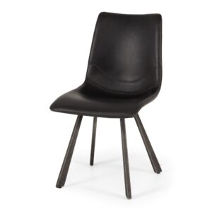 Rustic Bell Black Dining Chair Iron Wide Legs