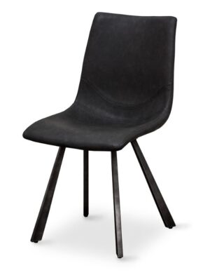 Rustic Bell Grey Dining Chair Iron Wide Legs
