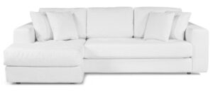 Hugo 3 Seater Chaise Speckle White Linen Blend Fab
