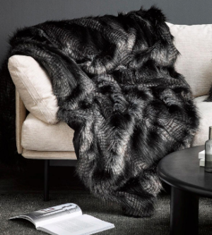 Heirloom Black Coyote Acrylic Throw 150X180Cm