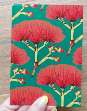 Pohutukawa On Green Greeting Card X2 - Blank Insid