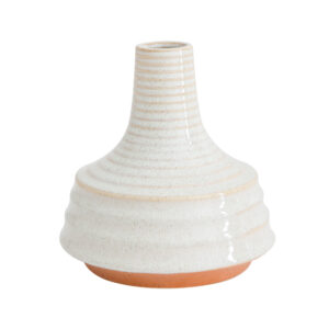 Flora Ribbed Vase Orange Stone Medium 17.2X17.8Cm