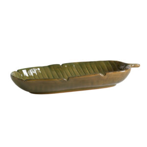 Botanical Banana Leaf Green Dish Medium 25X11X3.8C