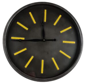 Metal Wall Clock Charcoal & Yellow 51Cm