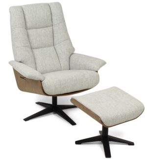 Hampton Recliner W/Stool Smoke Fabric