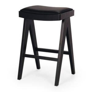 Palma Black Oak Barstool With Black Pu Seat