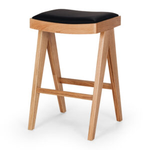Palma Natural Oak Barstool With Black Pu Seat