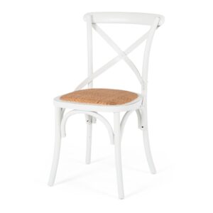 Villa X-Back Dining Chair New White & Rattan Seat