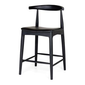 Elbow Barstool Black Oak Black Pu Seat