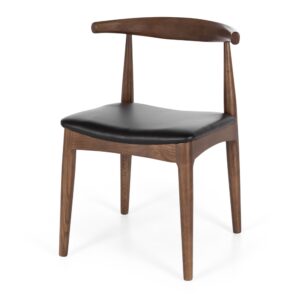Elbow Deep Oak & Blk Pu Seat Dining Chair