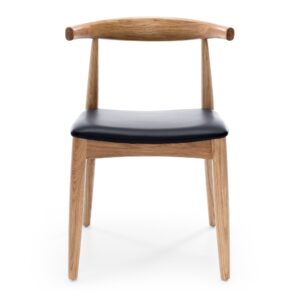 Elbow Natural Oak & Blk Pu Seat Dining Chair