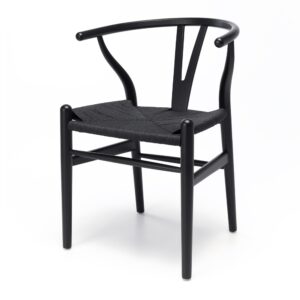 Wishbone Black Oak & Blk Rope Dining Chair