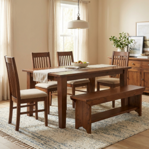Irish Coast 1800 Fixed Dining Table Bench + 4 Chai