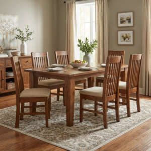Irish Coast 1800 Fixed Dining Table + 6 Padded Cha