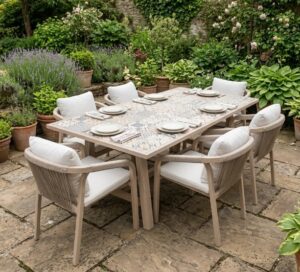 Issa Spanish Tile Top Table + 6 Chairs