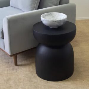 Pedestal Round Accent Side Table Black 37X47