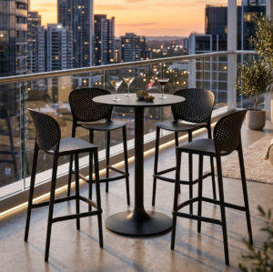 Finn Indoor Outdoor Bar Table + 4 Finn Barstools