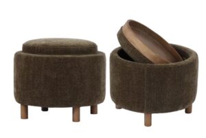 Luna Olive Ottoman With Reversible Tray
