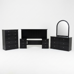 Kingston Headboard Tboy Dress Black 5Pc Suite