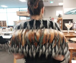 Korowai Hauhere Brown Feathers 1/4 Length 160X30Cm