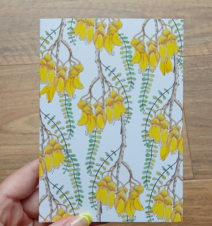 Kowhai Greeting Card Yellow X2 - Blank Inside