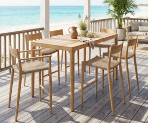 Lima 7Pc 2.0M Outdoor Bar Set Woodlook Aluminium