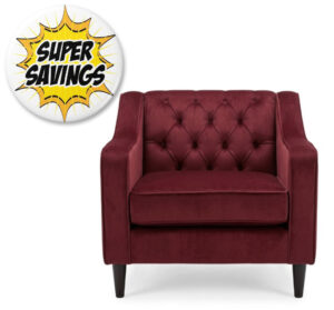 London Button Back 1 Seater Deluxe Vino 900X830X85