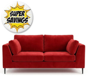 Madrid 2.5 Seater In Poeme Cherry Fabric Metal Fee