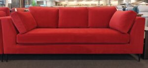 Madrid 3 Seater In Poeme Cherry Fabric Metal Feet
