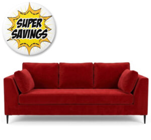 Madrid 3 Seater In Poeme Cherry Fabric Metal Feet