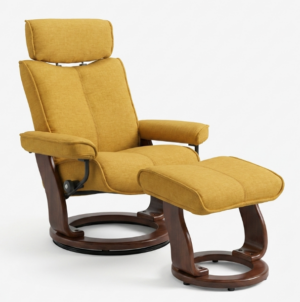 Malmo Recliner & Swivel W/Stool Mustard Fabric