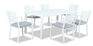 Matzo White Table 1600X900X750H + 6 Mayfair Chairs