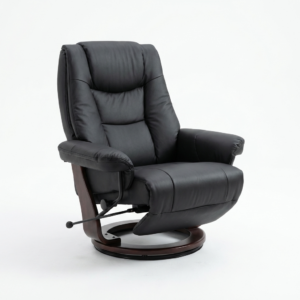Maui Recliner & Swivel W/Int Stool Black Pu