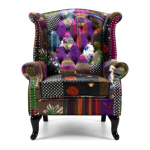 Patchwork Wingback Chair 850X900X1070H