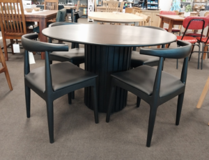 Rho Round 5Pc Dining Suite With Black Elbow Chairs