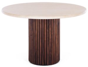 Rho Travertine Top 1.2 Dining Table W/Walnut Base