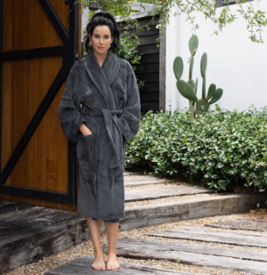 Charcoal Microplush Robe M/L