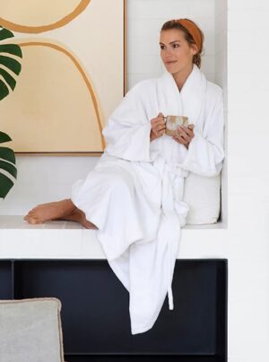 Bambury White Microplush Sml/Med Robe
