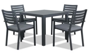 Matzo Gunmetal Table 900X900 + 4 Mayfair Chairs