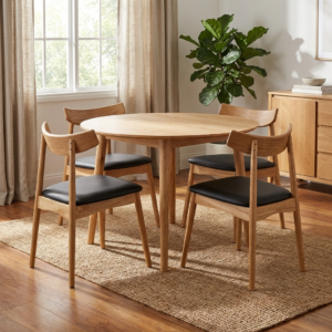 Nordik Dropleaf Dining Suite 1M Round + 4 Wagner C