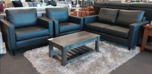 Norway 2 + 1 + 1 With Trim Arms In Black Leather
