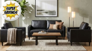 Norway 2 + 1 + 1 With Trim Arms In Black Leather