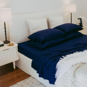 Organic Bamboo Navy Double Sheet Set