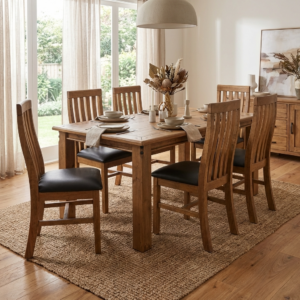 Oberon 1800 Dining Suite With 6 Padded Chairs
