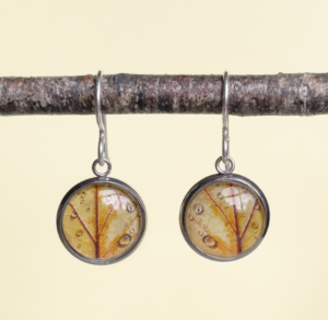 Autumn Leaf Drop Earrings Glass & Stless Ste