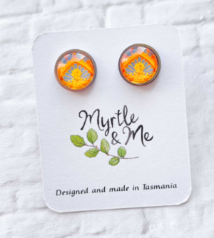 Wallpaper Orange Stud Earrings Glass & Stless Stee
