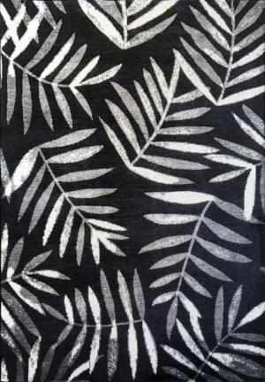 Pacifica Black Siver Leaves Rug 1.5X2.2 Non Slip