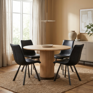 Palliser Round Table + 4 Rustic Bell Chairs