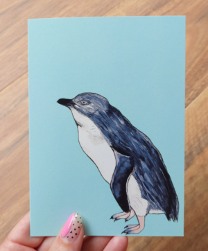 Little Blue Penguin Greeting Card X2 - Blank Insid