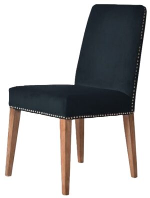 Pascal Navy Blue Velvet Dining Chair With Studs